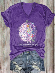 Women's Alzheimer's Awareness Printed Cotton T-Shirt