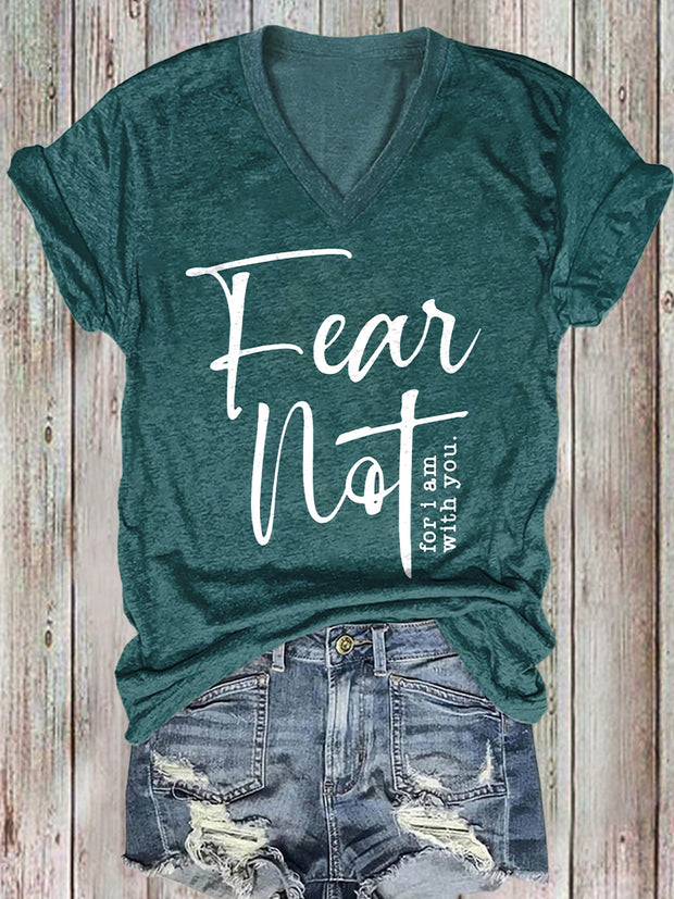 Women's Fear Not, Isaiah 41:10, Christian printed cotton T-shirt