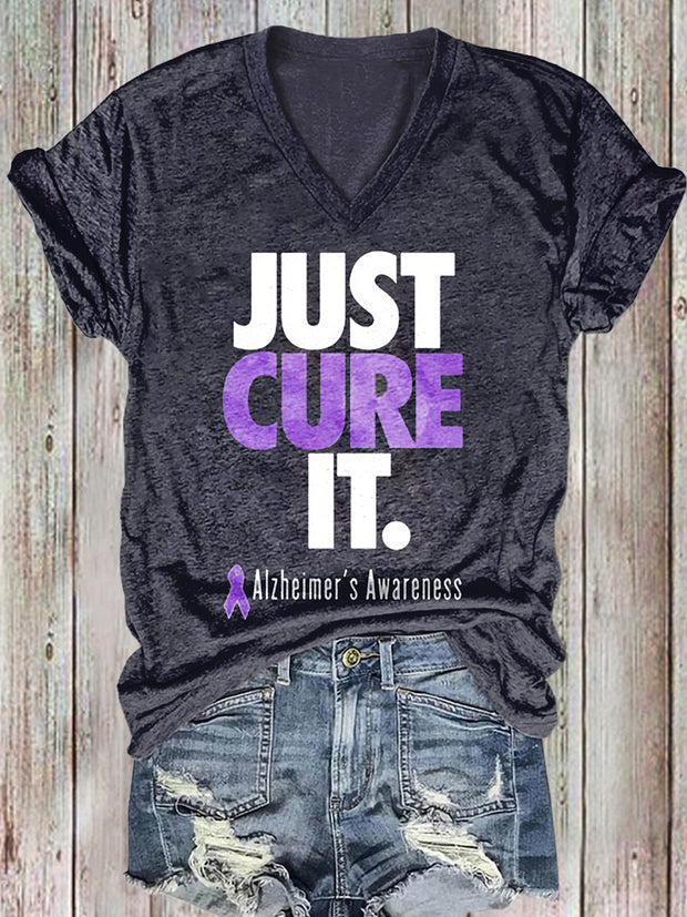 Women's Alzheimer's Awareness Printed Cotton T-Shirt