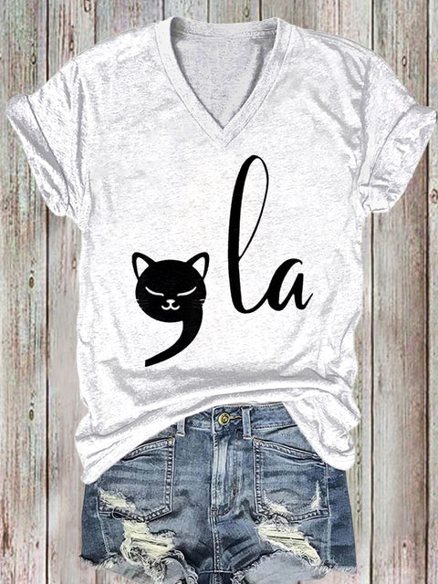 Women's Funny Cat  Camara Printed Cotton T-Shirt