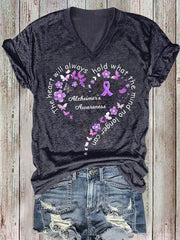 Women's Alzheimer's Awareness Printed Cotton T-Shirt