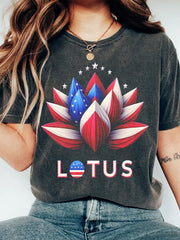 Women's Camara Lotus Print Cotton T-shirt