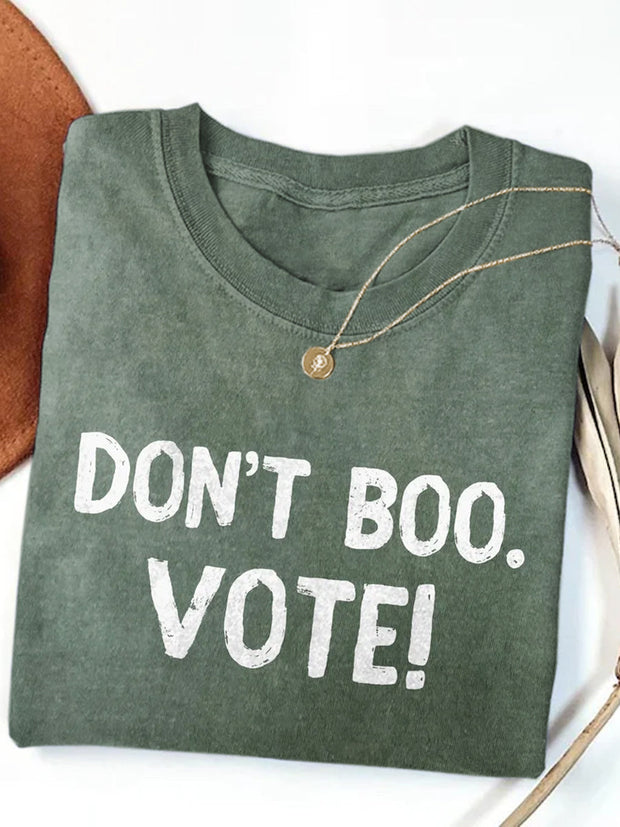 Unisex Halloween Don't Boo Vote Printed Cotton Short Sleeve T-Shirt