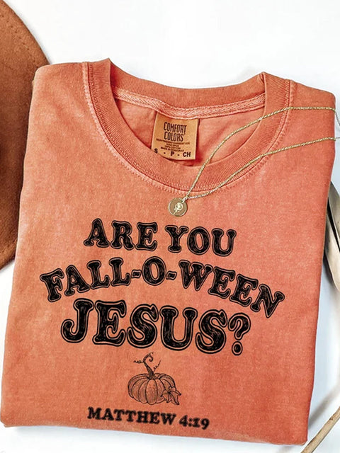 Unisex Halloween Jesus Printed Casual Cotton Short Sleeve T-Shirt