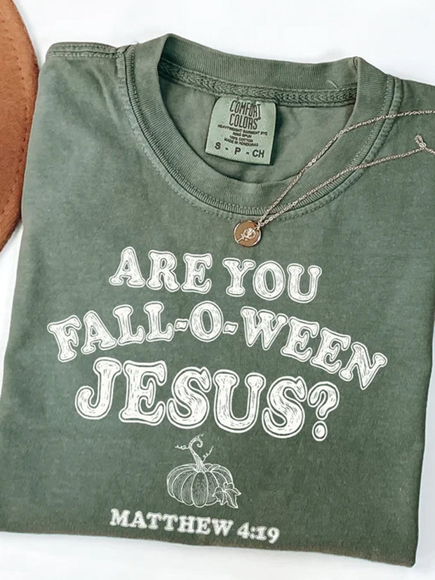 Unisex Halloween Jesus Printed Casual Cotton Short Sleeve T-Shirt