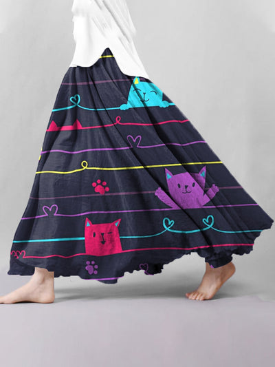 Women's Cute Cat Print Skirt