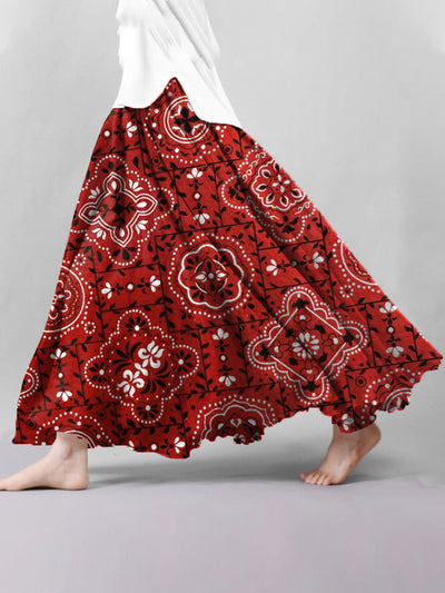 Women's Retro Textured Print Skirt