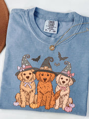 Unisex Halloween Cute Dog Print Casual Cotton Short Sleeve T-Shirt