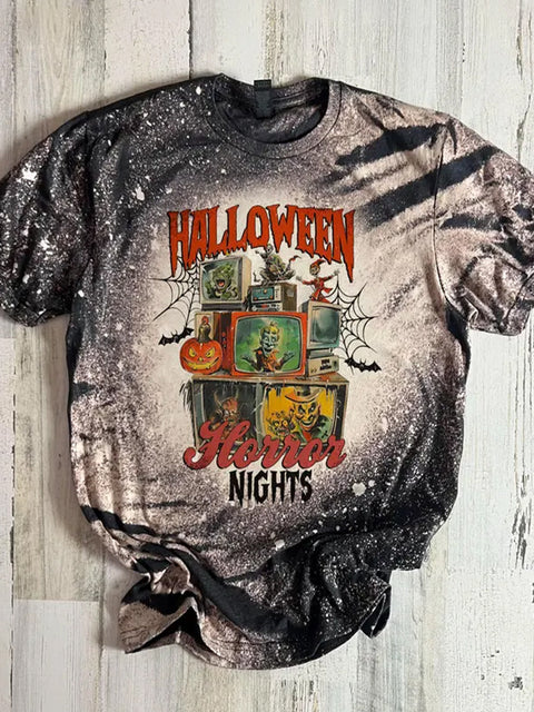 Unisex Halloween Bloody Printed Casual Cotton Short Sleeve T-Shirt