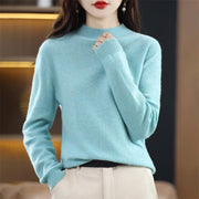 ☁️Skin Feeling 100% 🔥Women's Semi-High Neck Loose Bottom Knitting Sweater A/W