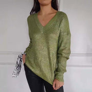 💃Women's Casual V-Neck Metallic Sheen Knit Sweater