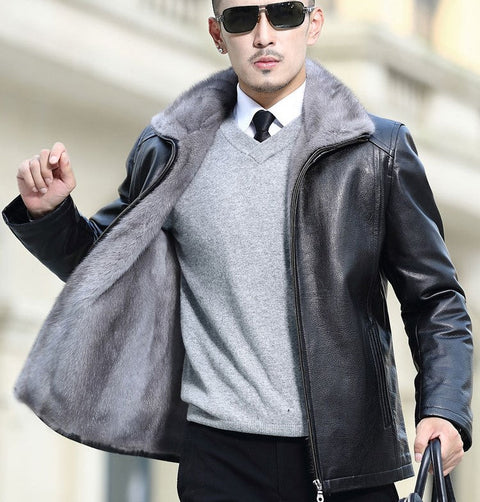 🎁[Perfect gift]  Men's Waterproof Winter PU Leather Jacket 🌧️🧥: A Lifetime of Warmth for Seniors! ❄️✨