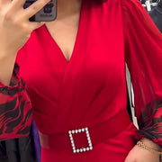 🎁Hot Sale🔥Women’s Elegant V-neck Dress in Red