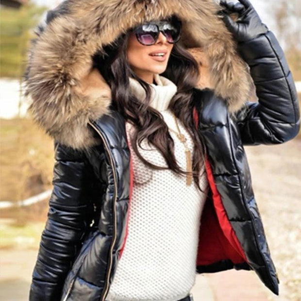 ❄️Winter-Specials❄️Ladies Casual Warm Large Fur Collar Hooded Jacket