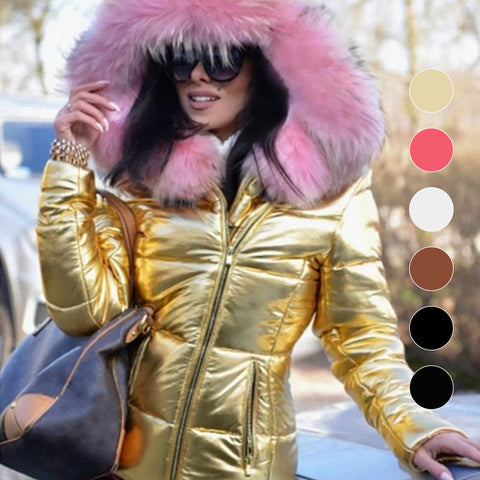 ❄️Winter-Specials❄️Ladies Casual Warm Large Fur Collar Hooded Jacket