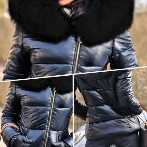 ❄️Winter-Specials❄️Ladies Casual Warm Large Fur Collar Hooded Jacket