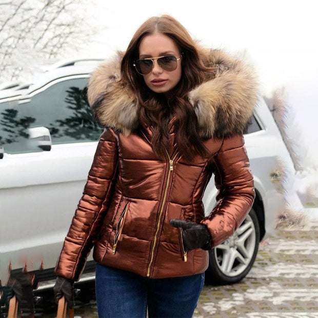 ❄️Winter-Specials❄️Ladies Casual Warm Large Fur Collar Hooded Jacket