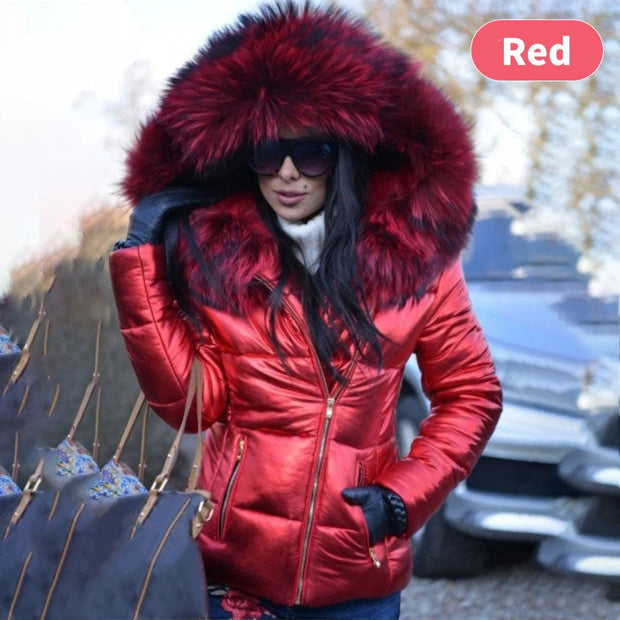 ❄️Winter-Specials❄️Ladies Casual Warm Large Fur Collar Hooded Jacket