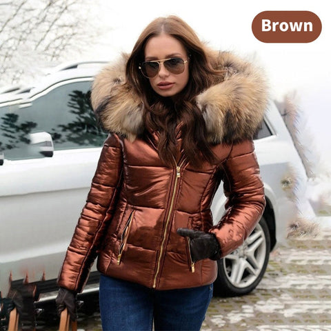 ❄️Winter-Specials❄️Ladies Casual Warm Large Fur Collar Hooded Jacket