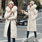 Women's Winter Hooded Furry Collar Casual Parka Coat