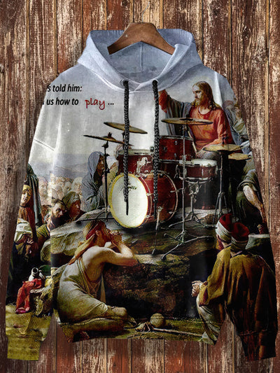 Unisex Jesus Band Print Punk Casual Hooded Sweatshirt