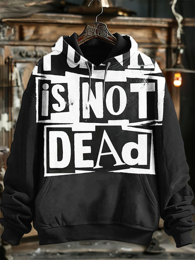 Unisex Punk Is Not Dead Print Hooded Sweatshirt With Pocket