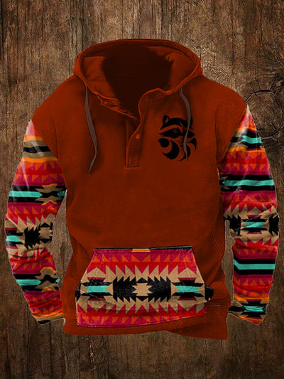 Men's Retro Western Conwboy Art Hooded Hoodie