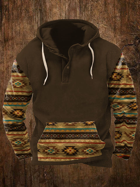 Men's Retro Tribal Art Design Hooded Hoodie