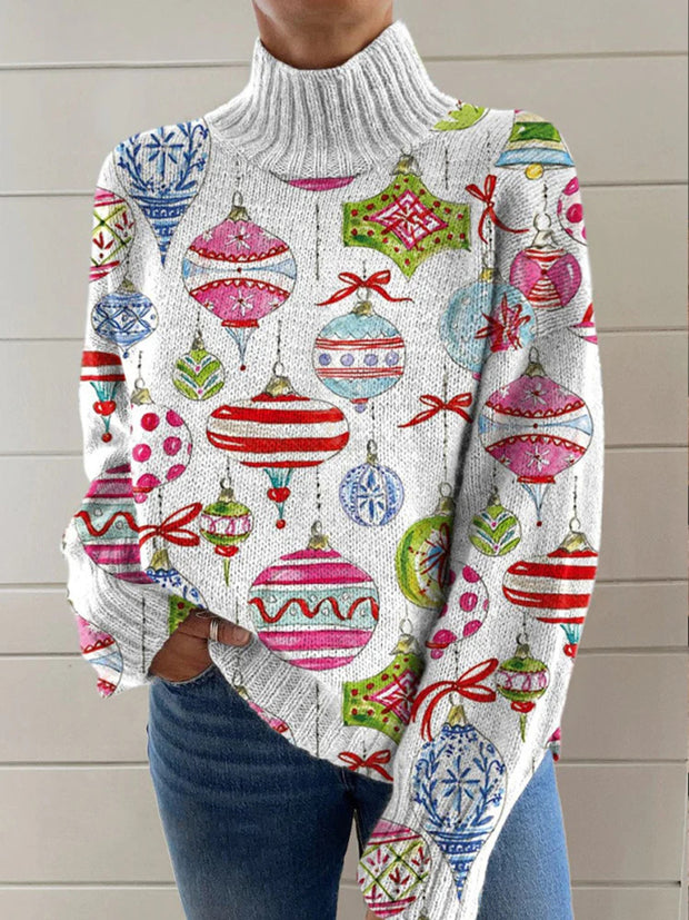 Women's Christmas Decorative Pattern Warm Casual Turtleneck Sweater