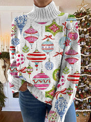 Women's Christmas Decorative Pattern Warm Casual Turtleneck Sweater