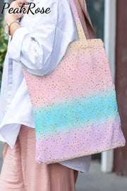 Spring/Summer Cute Pink Blue Ombre Glitter Tote Bag / 30*40 Cm