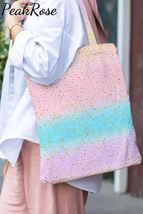 Spring/Summer Cute Pink Blue Ombre Glitter Tote Bag