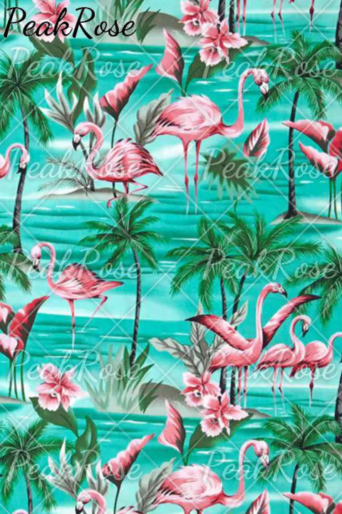 Spring/Summer Flamingos Coconut Tree Beach Sleeveless Dress