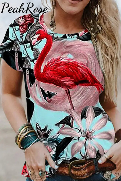 Spring/Summer Flamingos O-Neck T-Shirt T-Shirt