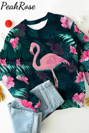 Spring Summer Pink Flamingos Pattern Sweatshirt