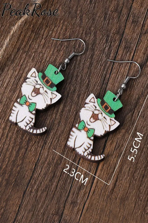 St. Patricks Day Cat Earrings