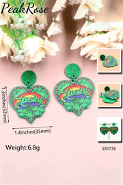 St. Patricks Day Clover Love Rainbow Earrings