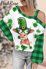 St. Patrick’s Day Cow Off-Shoulder Blouse