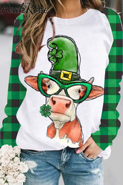 St. Patrick’s Day Cow Sweatshirt S / Green