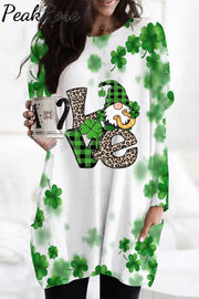 St. Patricks Day Gnomes Love Loose Tunic With Pockets