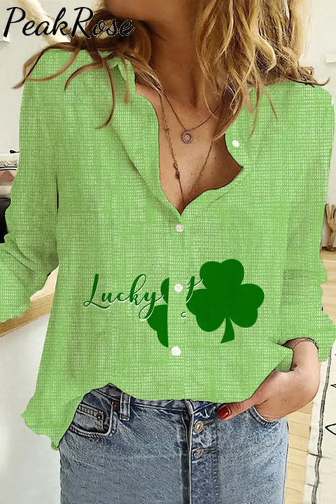 St. Patrick’s Day Lucky Long Sleeve Shirt S / Green Women