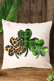 St. Patrick’s Day Lucky Shamrock Print Pillow Cover Pillowcase