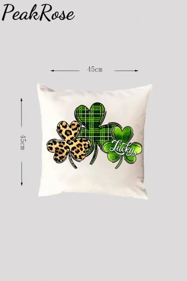 St. Patrick’s Day Lucky Shamrock Print Pillow Cover Pillowcase