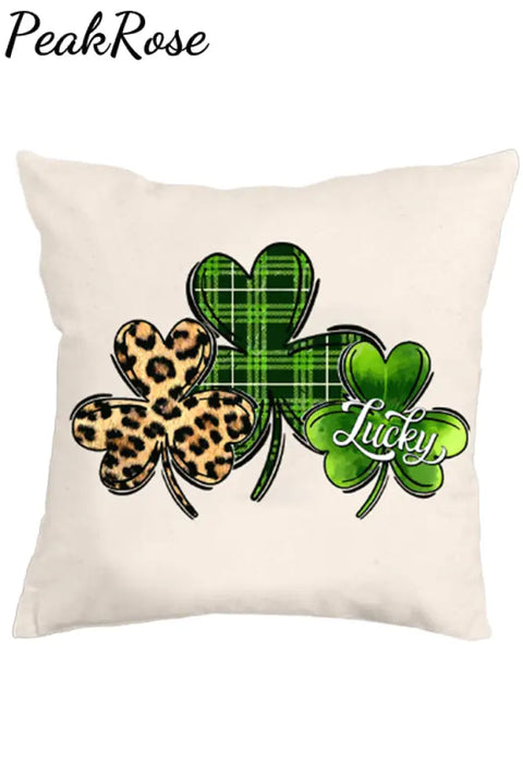 St. Patrick’s Day Lucky Shamrock Print Pillow Cover Pillowcase