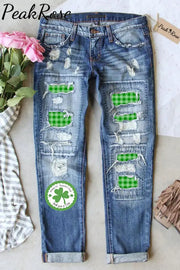 St. Patrick’s Day Ripped Denim Jeans