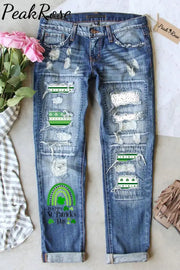 St. Patrick’s Day Ripped Denim Jeans