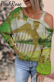 St.patrick’s Day Vintage Landscape Canvas Print Off Shoulder Blouse