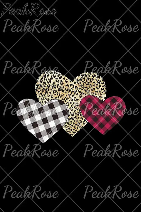 Striped Plaid Leopard Heart Round Neck Sweatshirt