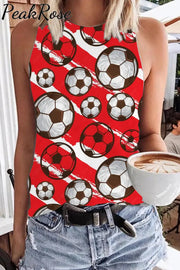 Striped Retro Soccer Ball Mom Print Tank Top