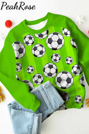 Striped Soccer Ball Mom Print Sweatshirt